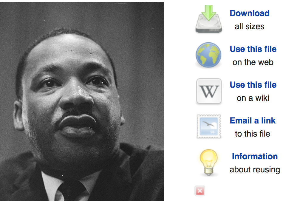 Marthin Luther King photo on a website